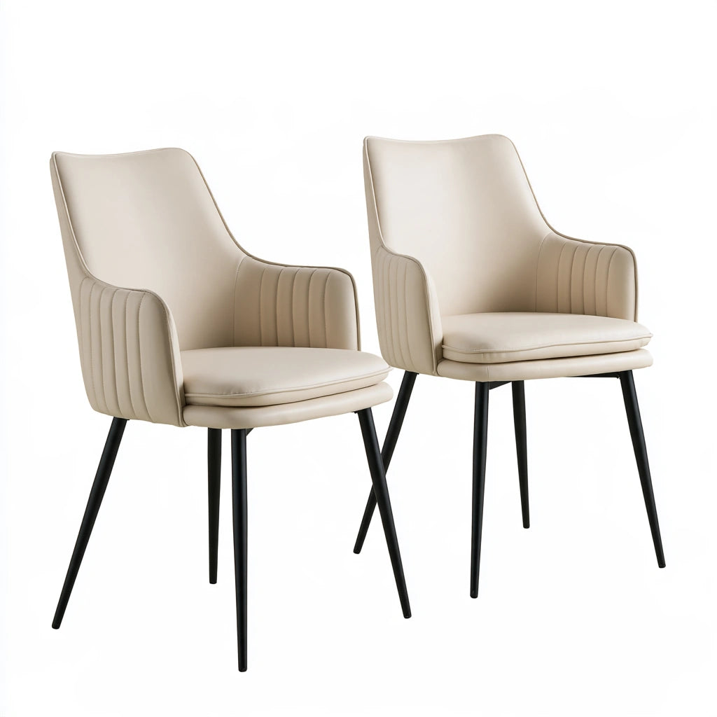 Sedia da pranzo in similpelle, colore beige