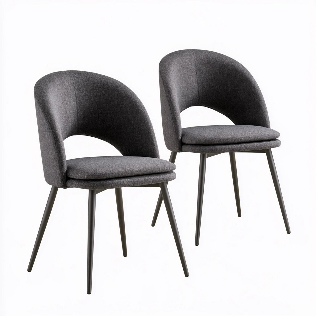 Sedia da pranzo dalle linee essenziali, colore grigio scuro